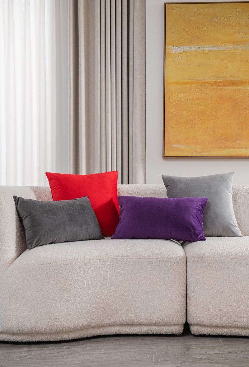 DEZENE Throw Pillow Covers 12x20 Dark-Grey: 2 Pack Cozy Soft Velvet Rectangular Decorative Pillow Cases for Farmhouse Home Decor - Image 5